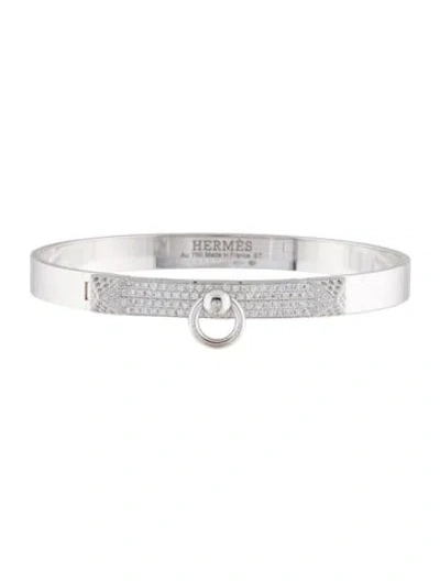 Pre-owned Hermes 18k Diamond Collier De Chien Bracelet, Small Model, 6.25" In Multi