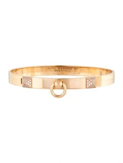 Pre-owned Hermes 18k Diamond Collier De Chien Bracelet, Small Model, 6.25" In Multi