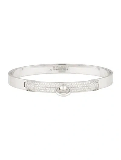 Pre-owned Hermes 18k Diamond Collier De Chien Small Model Bangle, 6.75" In Multi