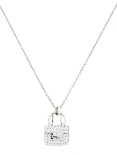 Pre-owned Hermes 18k Diamond Constance Pendant Necklace, 16" In Multi