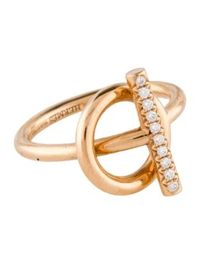 Pre-owned Hermes 18k Diamond Echapée Cocktail Ring, Small Model In Multi