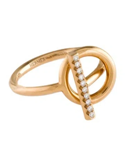 Pre-owned Hermes 18k Diamond Echappee Ring, Small Model In Multi