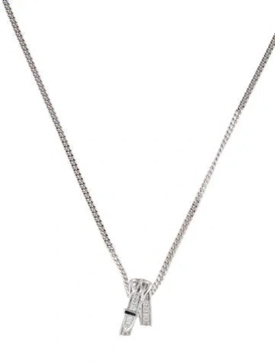 Pre-owned Hermes 18k Diamond Etriviere Pendant Necklace, 16.5" In Multi