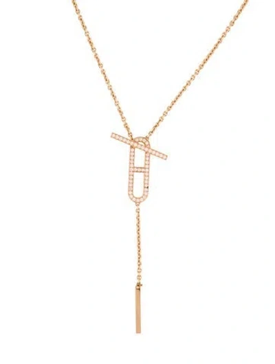Pre-owned Hermes 18k Diamond Ever Chaine D'ancre Lariat Necklace, 15.5" In Multi