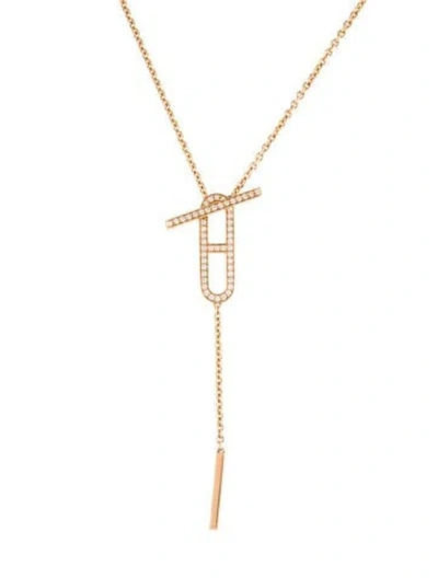 Pre-owned Hermes 18k Diamond Ever Chaine D'ancre Lariat Necklace, 18" In Multi