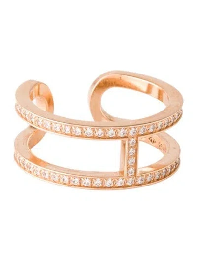 Pre-owned Hermes 18k Diamond Ever Chaine D'ancre Ring, Medium Model In Multicolor