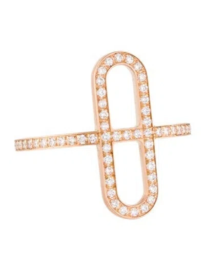 Pre-owned Hermes 18k Diamond Ever Chaine D'ancre Ring, Small Model In Multi
