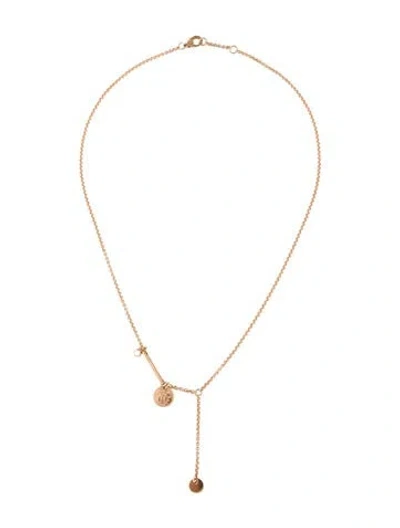 Pre-owned Hermes 18k Diamond Ex-libris Necklace, Ex-small Model, 16" In Multi