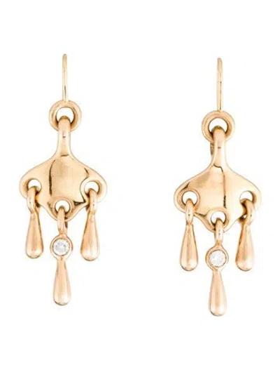 Pre-owned Hermes 18k Diamond Filet D'or Chandelier Earrings In Multi