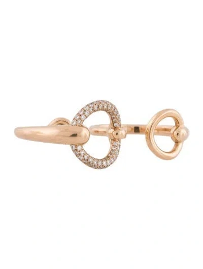 Pre-owned Hermes 18k Diamond Filet D'or Double Ring In Multi