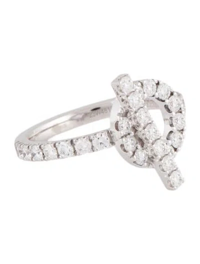 Pre-owned Hermes 18k Diamond Finesse Cocktail Ring In Multi