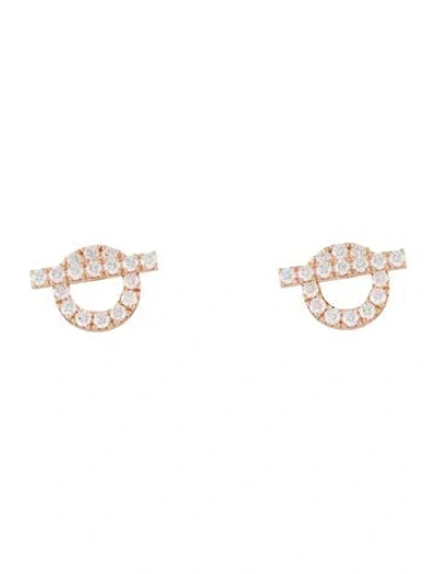 Pre-owned Hermes 18k Diamond Finesse Earrings In Multi
