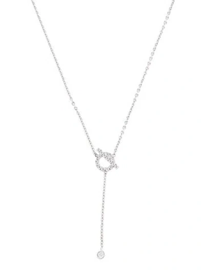 Pre-owned Hermes 18k Diamond Finesse Lariat Necklace, 16.75" In Multi