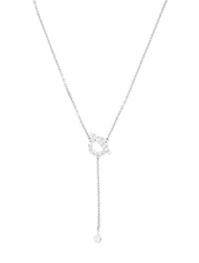 Pre-owned Hermes 18k Diamond Finesse Lariat Necklace, 17.75" In Multi