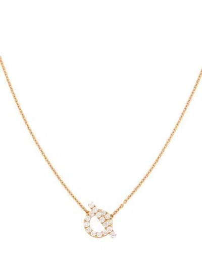 Pre-owned Hermes 18k Diamond Finesse Pendant Necklace, 16" In Multi