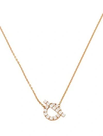 Pre-owned Hermes 18k Diamond Finesse Pendant Necklace, 16" In Multicolor