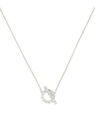 Pre-owned Hermes 18k Diamond Finesse Pendant Necklace, 16" In Multicolor