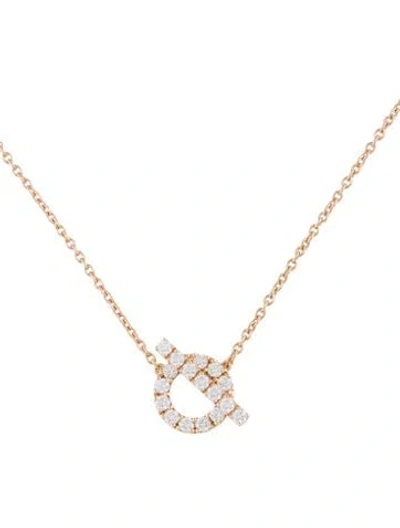 Pre-owned Hermes 18k Diamond Finesse Pendant Necklace, 16" In Multicolor