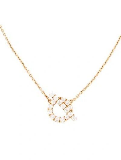 Pre-owned Hermes 18k Diamond Finesse Pendant Necklace, 16" In Multicolor
