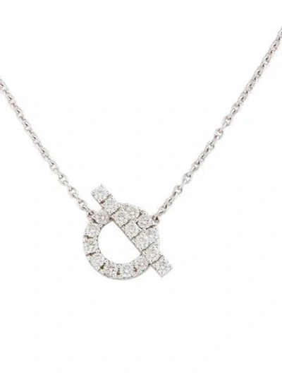 Pre-owned Hermes 18k Diamond Finesse Pendant Necklace, 16" In Multicolor