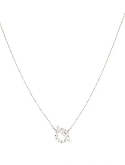 Pre-owned Hermes 18k Diamond Finesse Pendant Necklace, 16" In Multicolor