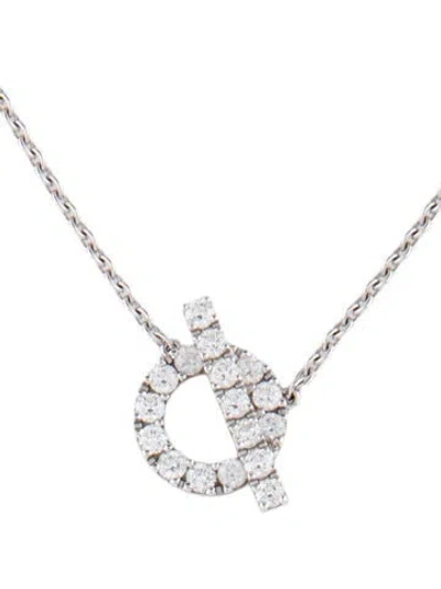 Pre-owned Hermes 18k Diamond Finesse Pendant Necklace, 16" In Multicolor