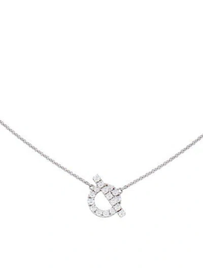 Pre-owned Hermes 18k Diamond Finesse Pendant Necklace, 16.25" In Multicolor