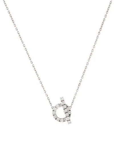 Pre-owned Hermes 18k Diamond Finesse Pendant Necklace, 17" In Multicolor