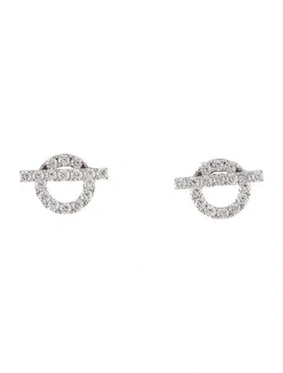 Pre-owned Hermes 18k Diamond Finesse Stud Earrings In Multi