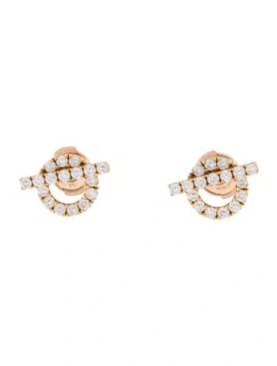 Pre-owned Hermes 18k Diamond Finesse Stud Earrings In Multi