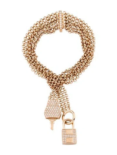 Pre-owned Hermes 18k Diamond Gm Kelly Clochette Bracelet, 6" In Multi