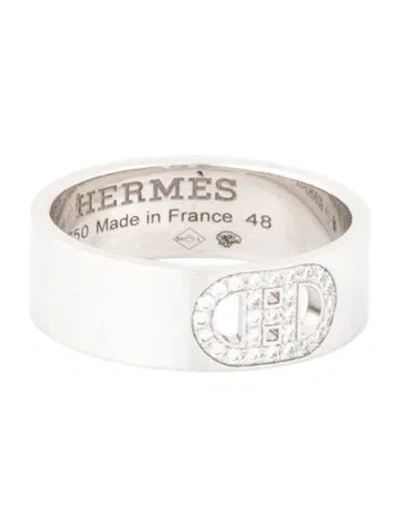 Pre-owned Hermes 18k Diamond H D'ancre Band In Multi