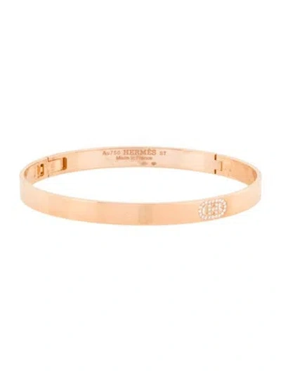 Pre-owned Hermes 18k Diamond H D'ancre Bangle Bracelet, Small Model, 6.5" In Multi