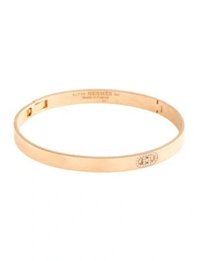 Pre-owned Hermes 18k Diamond H D'ancre Bracelet, Small Model, 6" In Multi