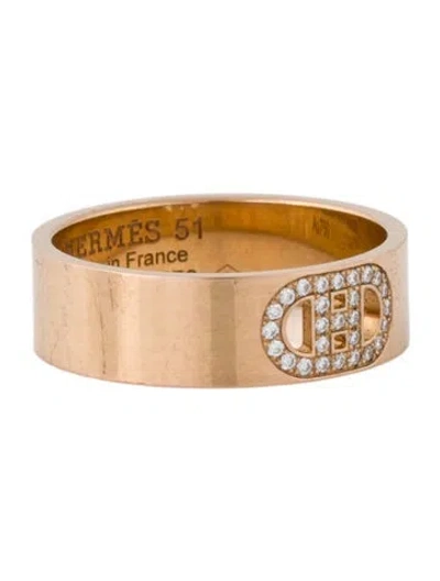 Pre-owned Hermes 18k Diamond H D'ancre Ring In Multi