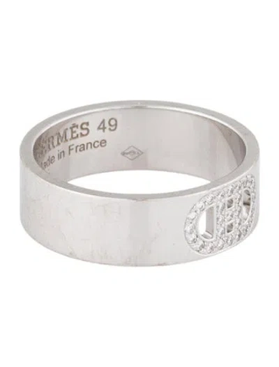 Pre-owned Hermes 18k Diamond H D'ancre Ring, Small Model In Multi