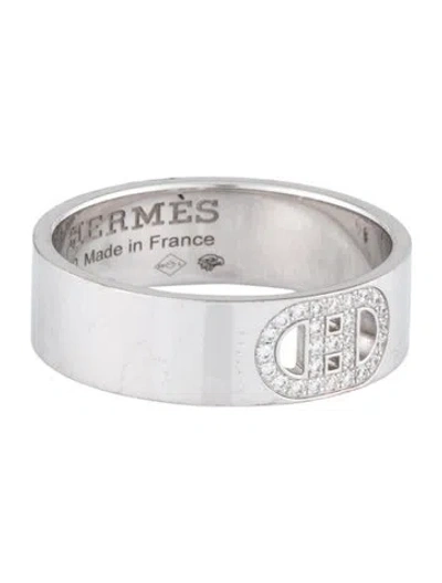 Pre-owned Hermes 18k Diamond H D'ancre Ring, Small Model In Multi