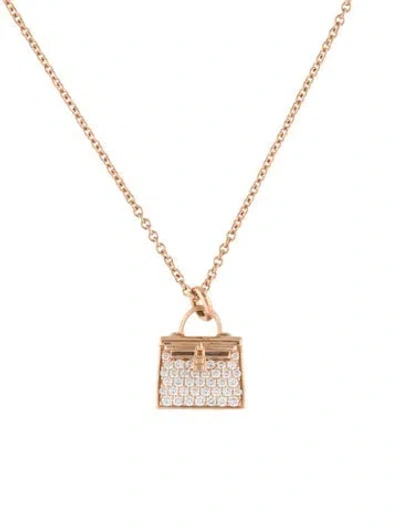 Pre-owned Hermes 18k Diamond Kelly Amulette Pendant Necklace, 15.5" In Multicolor