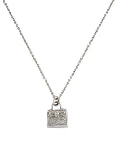 Pre-owned Hermes 18k Diamond Kelly Amulette Pendant Necklace, 16" In Multi
