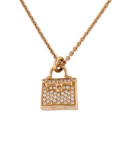 Pre-owned Hermes 18k Diamond Kelly Amulette Pendant Necklace, 16" In Multi