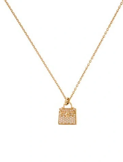 Pre-owned Hermes 18k Diamond Kelly Amulette Pendant Necklace, 16" In Multi