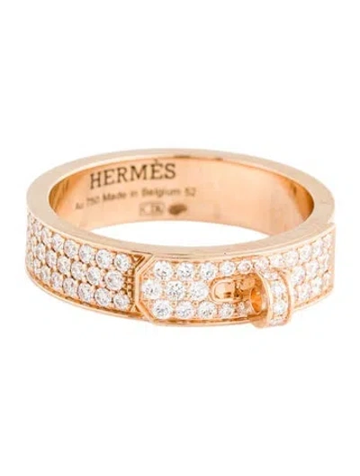 Pre-owned Hermes 18k Diamond Kelly Band Ring In Multi