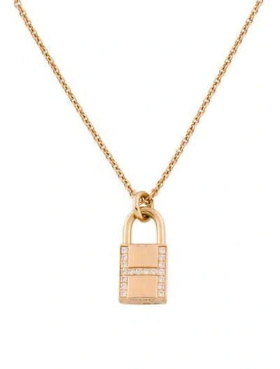 Pre-owned Hermes 18k Diamond Kelly Cadenas Pendant Necklace, 15.75" In Multi