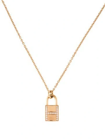 Pre-owned Hermes 18k Diamond Kelly Cadenas Pendant Necklace, 15.75" In Multi