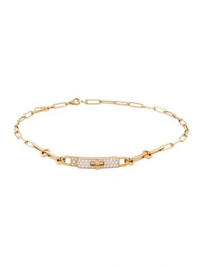 Pre-owned Hermes 18k Diamond Kelly Chaine Double Bracelet, Small Model, Convertible Choker In Multi