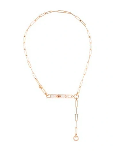 Pre-owned Hermes 18k Diamond Kelly Chaine Lariat Necklace, Small Model, 15" In Multi