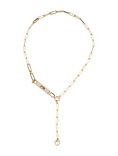 Pre-owned Hermes 18k Diamond Kelly Chaine Lariat Necklace, Small Model, 15" In Multicolor