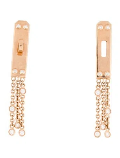 Pre-owned Hermes 18k Diamond Kelly Gavroche Earrings In Multi