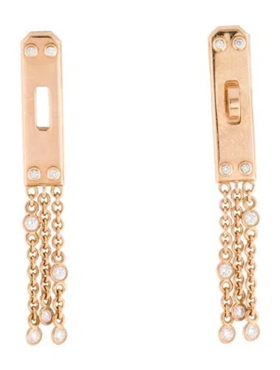 Pre-owned Hermes 18k Diamond Kelly Gavroche Earrings In Multi