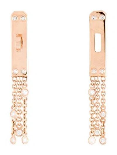 Pre-owned Hermes 18k Diamond Kelly Gavroche Earrings, Small Model In Multicolor